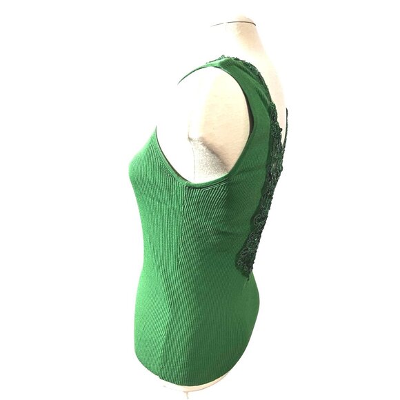 Tara Ryan Vintage Green Sequin Ribbed Knit Sleeveless Blouse Sz Small Gorgeous S - Picture 4 of 5